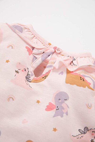 DeFacto Dívčí pyžamo oblek Dinosaurus Česaná bavlna Potištěný Top Dlouhý rukáv Dlouhý Spodní D3621A524WN