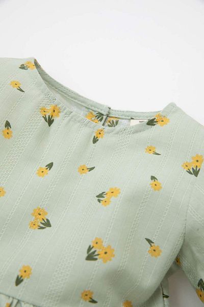 DeFacto Baby Girl Floral Print Flounced Long Sleeve Dress D3697A524Au