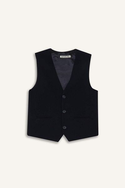 DeFacto Boy's School Button V-Neck Black Vest C7360A824Au