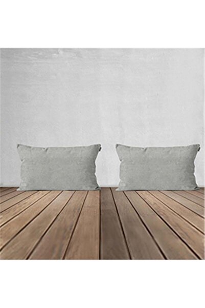 GOCCIA HOME 2'li Kadife Dokulu Dikdörtgen Kırlent Kılıfı Açık Gri