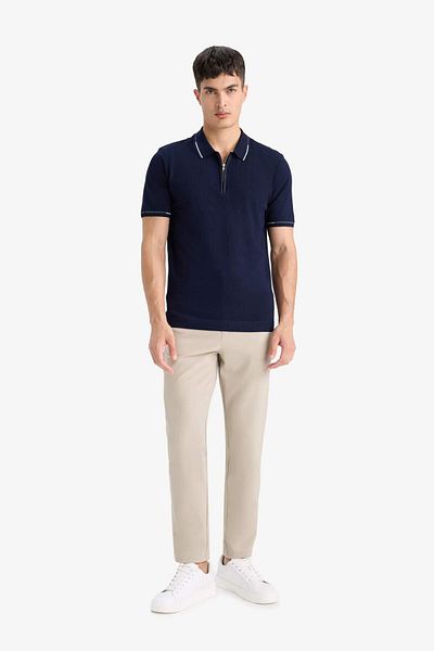 DeFacto Standard Fit Zipper Short Sleeve Knitwear Polo T-Shirt D6199Ax24Hs