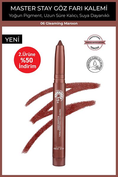 Alix Avien Waterproof 11 Hour Lasting Intense Pigmented Creamy Eye Pencil Shadow - Master Stay 06 Gleaming Maroon
