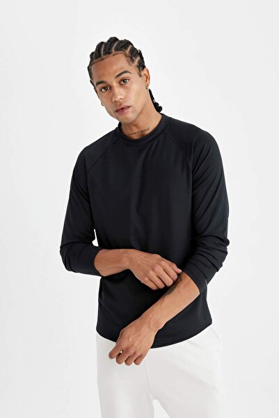 DeFacto Sportovní triko Slim Fit s potiskem se stojatým límečkem – dlouhý rukáv C9493ax24au