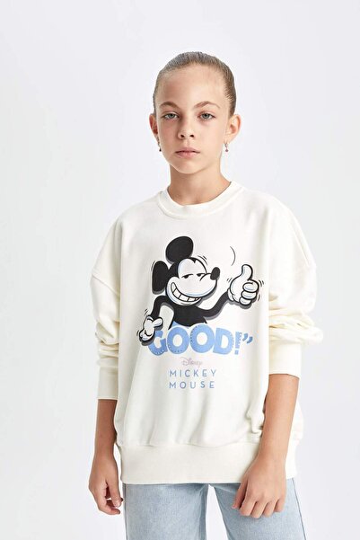 DeFacto Kız Çocuk Disney Mickey & Minnie Oversize Geniş Kalıp Bisiklet Yaka Sweatshirt C7353A824AU