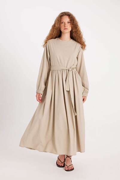 DeFacto Manuka DeFacto - Μάξι φόρεμα με λαιμόκοψη, μακρυμάνικο D4374AX24HS