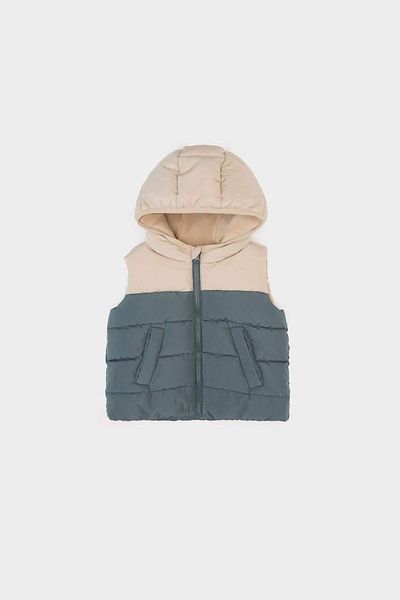 DeFacto Baby Boy Water Repellent Fleece Lined Color Block Pattern Hooded down Vest A2848A524Au