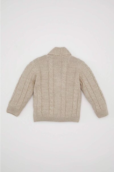 DeFacto Baby Boy Knitwear Shawl Collar Basic Plain Button Cardigan C8860A524Au