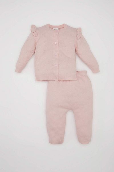 DeFacto Baby Girl 2-Piece Set Long Sleeve Button Cardigan Top Elastic Waist Bottom C9751A524Au