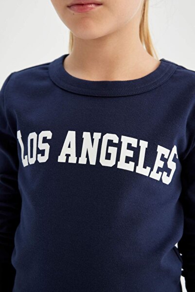 DeFacto Bordás camisole hosszú ujjú iskolai póló lányoknak - nyakú, betűkkel nyomtatott C7466a824au