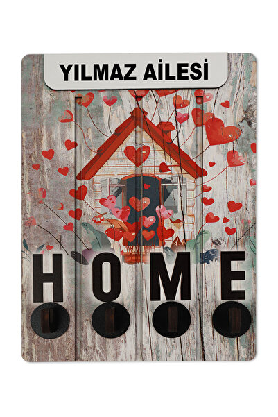 kutuTR Home Yazılı Kişiselleştirilebilir Ev için Anahtarlık Uv Baskı (Aile İs...