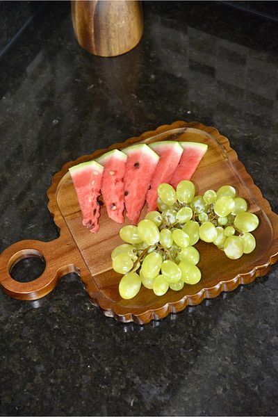 SepetçiBaba Acacia Square Handle Presentation Plate - 67434