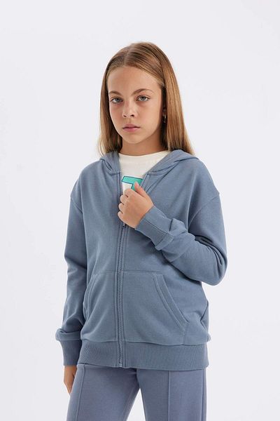 DeFacto Basic-Schuljacke für Mädchen mit Kapuze und Reißverschluss C8110A824AU