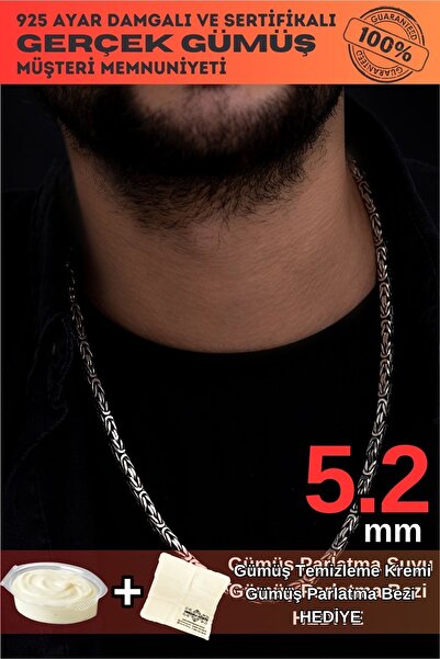 OSMANLI GÜMÜŞ Erkek Gümüş Kolye - 5.2mm Kare Kral Model 925 Ayar Gümüş Erkek ...