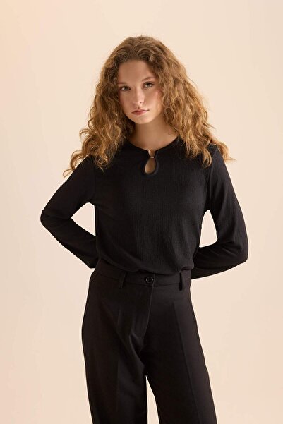 DeFacto Long Sleeve Regular Fit Crew Neck T-Shirt D3107AXNS