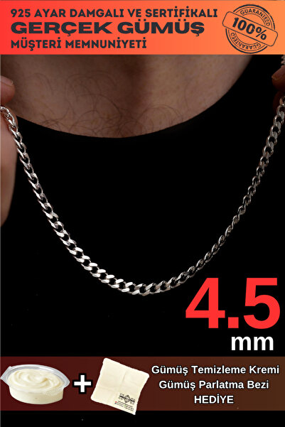 OSMANLI GÜMÜŞ 4,5mm Gurmet Model 925 Ayar Gümüş Erkek Kadın Kolye Zincir