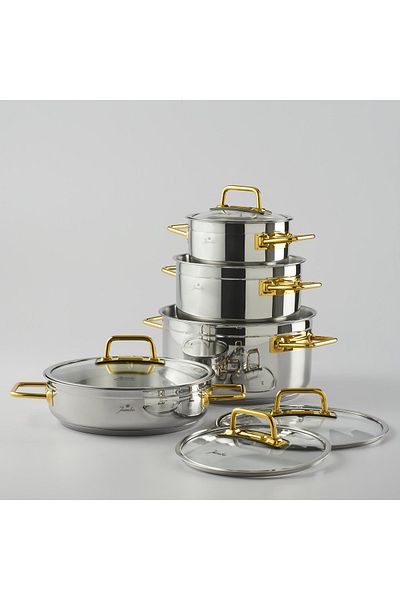 Jumbo Modena 8 Piece Titanium Gold Cookware Set
