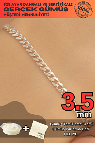 OSMANLI GÜMÜŞ Kadın Bileklik - 3.5mm Gurmet Model 925 Ayar Kadın Gümüş Bileklik