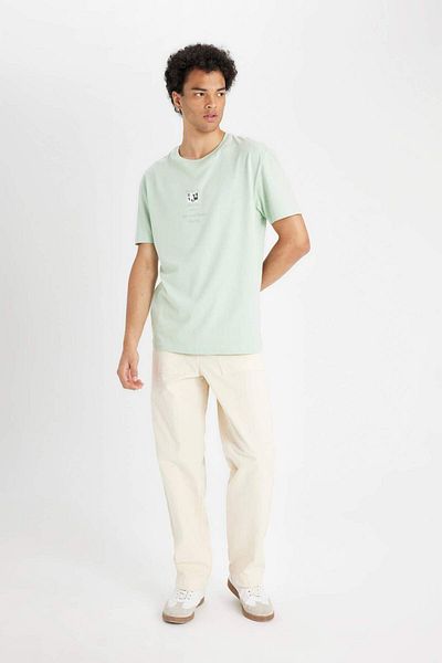 DeFacto 100% Cotton Regular Fit Crew Neck Printed Short Sleeve T-Shirt C6141Ax24Au