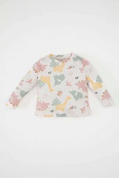 DeFacto Baby Girl 2 Piece Set Crew Neck Printed Long Sleeve T-Shirt Adjustable Salopet D2702A524Au