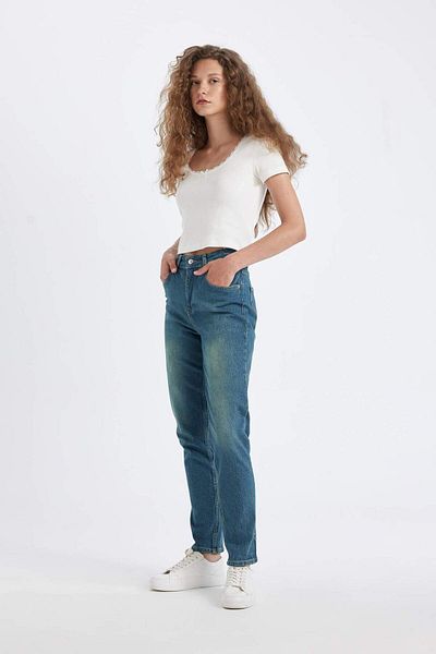 DeFacto Pantaloni lungi de spălat cu talie înaltă Comfort Mom D4302AX24AU