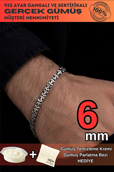 OSMANLI GÜMÜŞ Erkek Gümüş Bileklik - 6mm 925 Ayar Gümüş Erkek Bileklik Künye ...
