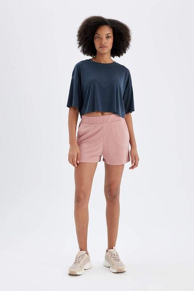 DeFacto DeFactoFit - Αθλητικό T-shirt Crew Neck Crop, Modal κοντό μανίκι D2978AX24HS