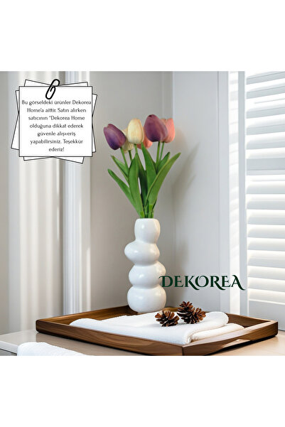 DEKOPOR Zen Taşı Dekoratif Vazo Beyaz