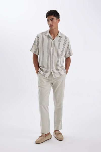 DeFacto Relax Fit Gestreiftes Kurzarmhemd D1374AX24AU