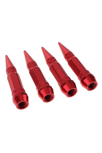 Universal Μυτερό κάλυμμα βαλβίδας Bullet Valve Cap 4 τεμαχίων κόκκινο