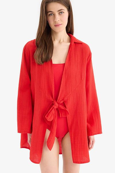 DeFacto Muslin Tie Front Beach Shirt-Fall in Love B7333Ax24Sm