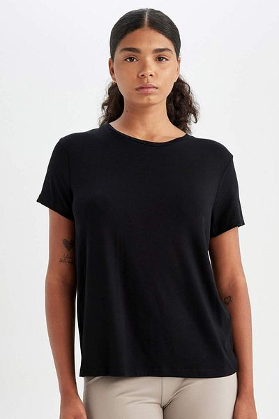 DeFacto DeFactoFit Standard Fit Rundhals Sport Basic Unifarben Kurzarm-T-Shirt D1904AX24HS
