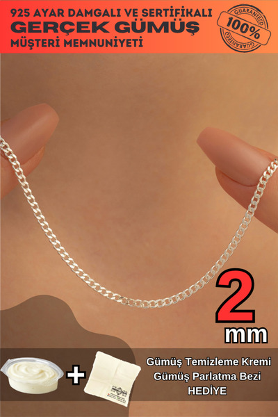 OSMANLI GÜMÜŞ Kadın Kolye - 2mm 925 Ayar Gümüş - Parlak Gurmet Model Kadın Gü...