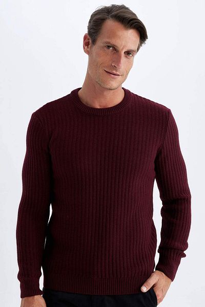 DeFacto Pulover de tricotaj jacquard cu decolteu crew cu croiala standard A5234AX24WN