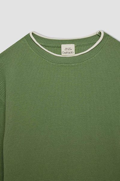 DeFacto Grauer Strickpullover mit Rundhalsausschnitt für Jungen – 100 % Baumwolle U8991a624au