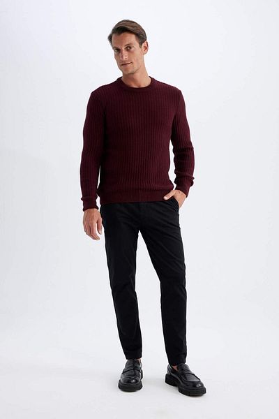 DeFacto Pulover de tricotaj jacquard cu decolteu crew cu croiala standard A5234AX24WN