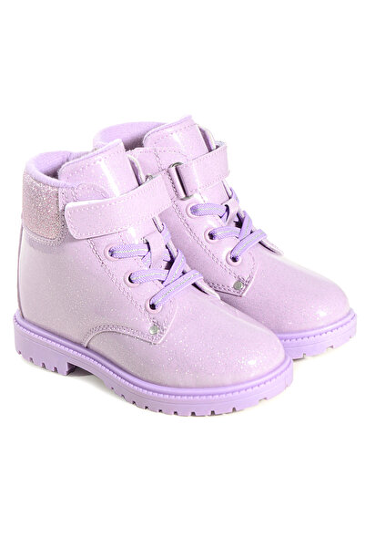 Stella Pendenza Çocuk Kız & Erkek Ünisex Lila Simli Bot Günlük Fermuarlı Bağcıklı Ayakkabı