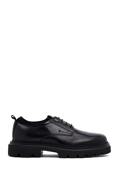 Derimod Men's Black Lace-Up Thick Sole Leather Casual Shoes 25Wfd603918