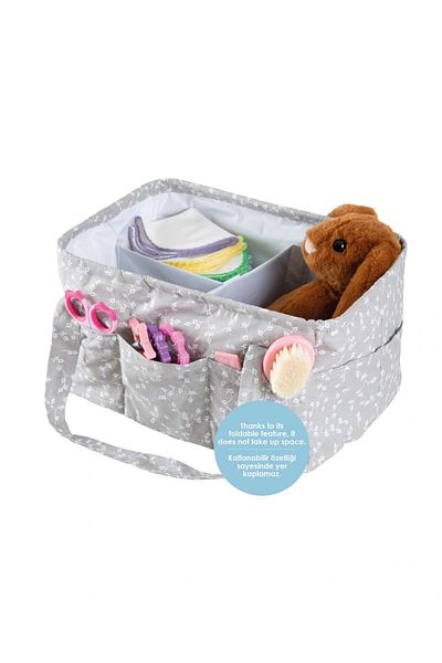 Babyjem Gray Floral Folded Mother&Baby Organization