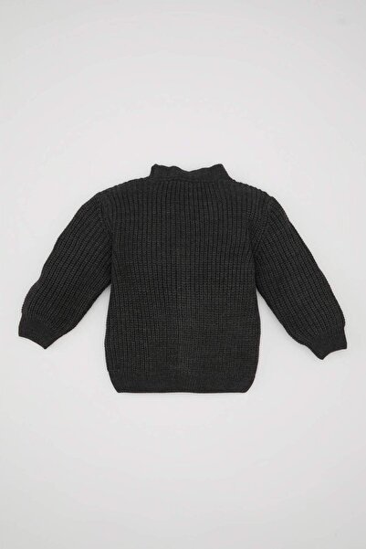 DeFacto Baby Boy Black V-Neck Buttoned Basic Plain Knitwear Cardigan C8859A524Wn