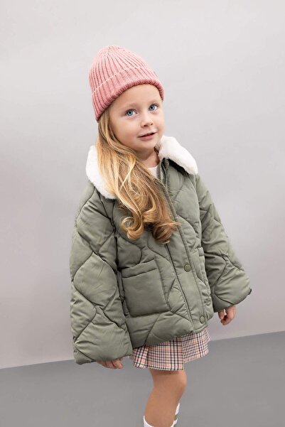 DeFacto Plush Collar Quilted Baby Girl Coat - C3496A524AU