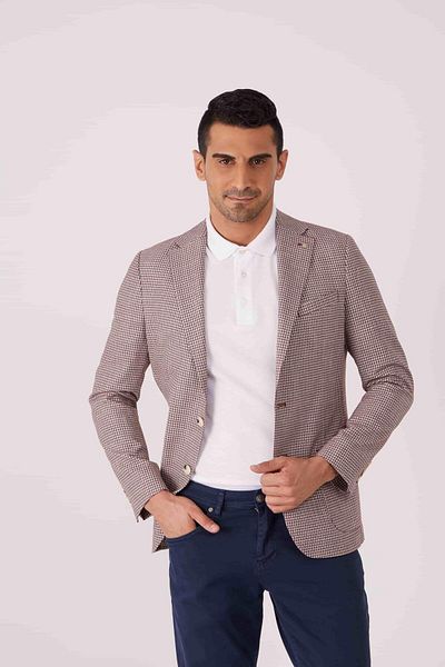 Dufy Jachetă casual cu guler mono pentru bărbați, cu model modern, în formă de picior de gâscă - 61159