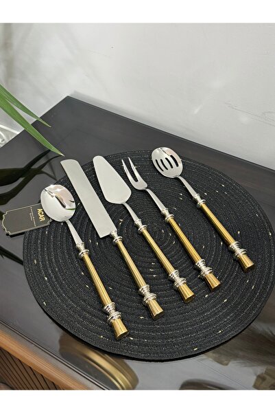 Santara Avangarde Steel Gold-silver Colored Five-Piece Premium Quality Stainless Anti-Tarnish Service Set