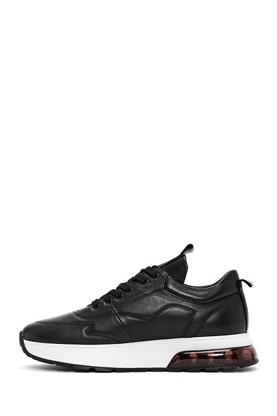 Derimod Men's Black Lace-Up Thick Sole Leather Sneaker 25Wfd642318