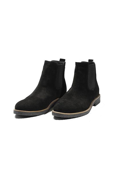 Dufy Men's Black Suede Flat Boots - 92273