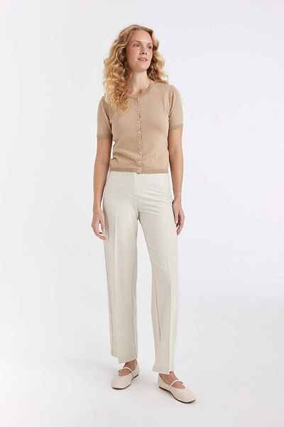 DeFacto Regular Fit Crew Neck Basic Solid Button Short Sleeve Knitwear Cardigan D4643Ax24Au