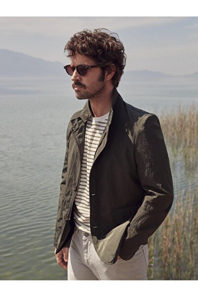 Dufy Yeşil Erkek Regular Fit Düz Düğmeli Dik Yaka Mont - 96304