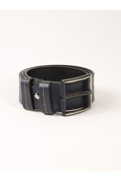 Dufy Curea sport cu cusut din piele albastru bleumarin pentru bărbați -106832