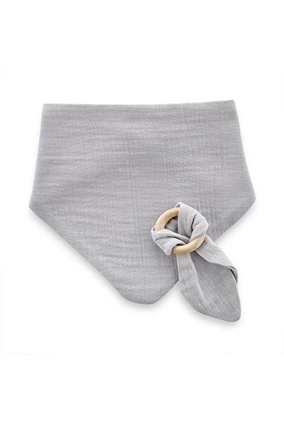 Babyjem Mušelínová zástěra s dřevěným kousátkem 736 šedá