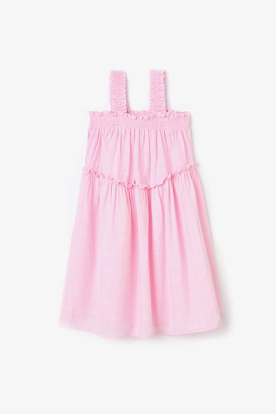 Penti Hellrosa Mädchenkleid mit Rüschen und ärmellosen Texturen