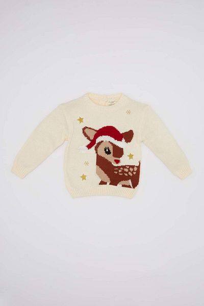 DeFacto Baby Girl Crew Neck Christmas Themed Sweater Sweater C8418A524Wn